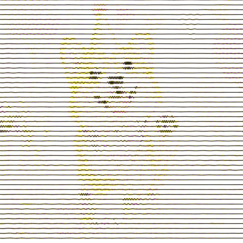 Corgi photo split into CMYK squiggle layers