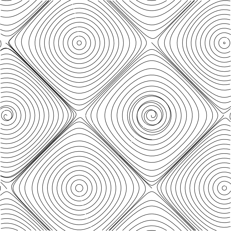 A grid of rounded square cells, each made of concentric streamlines