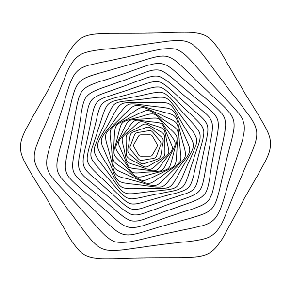 Hexagons twisting inward with a logarithmic rotation