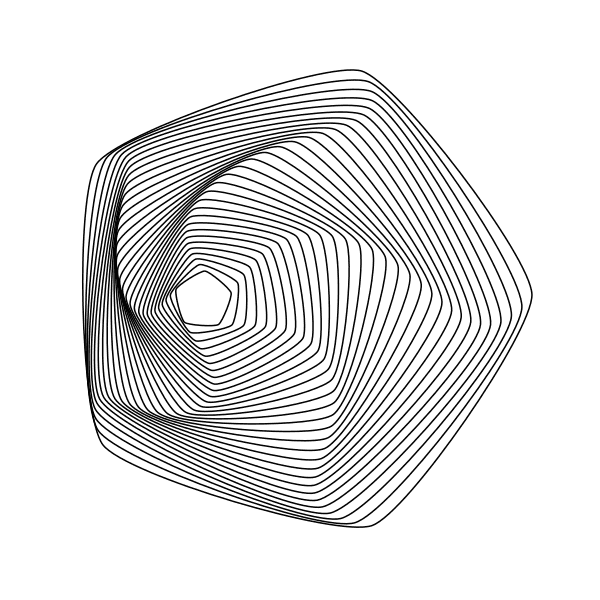 Pentagons sliding sideways while they twist