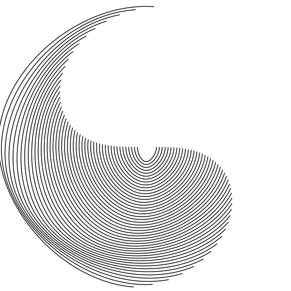 Open basis curves sweeping into a yin-yang spiral